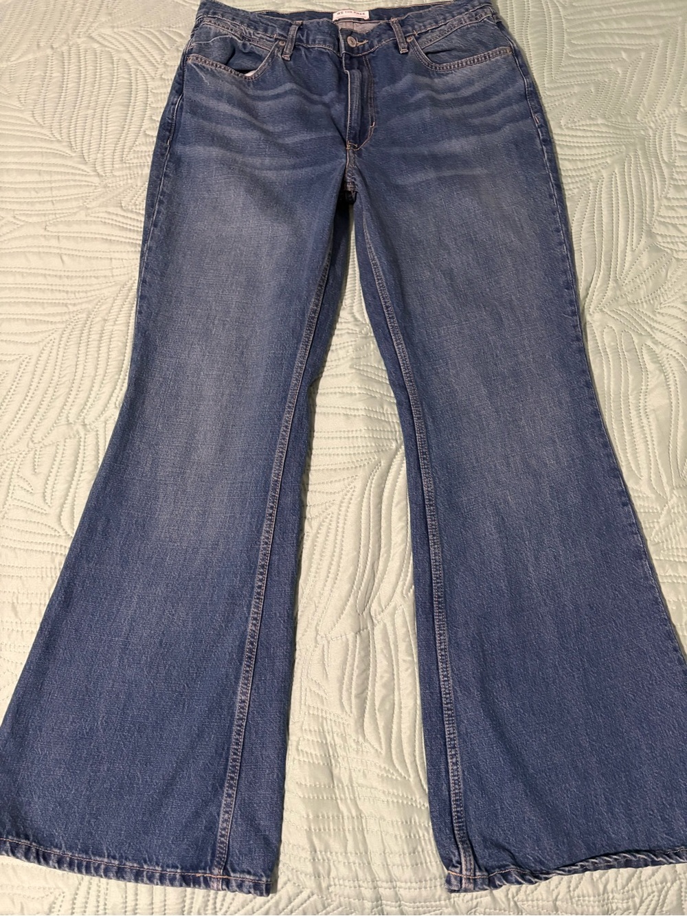 we the free Women's jeans 32x32 West Coast Relaxed Flare Jens Blue Denim Cotton